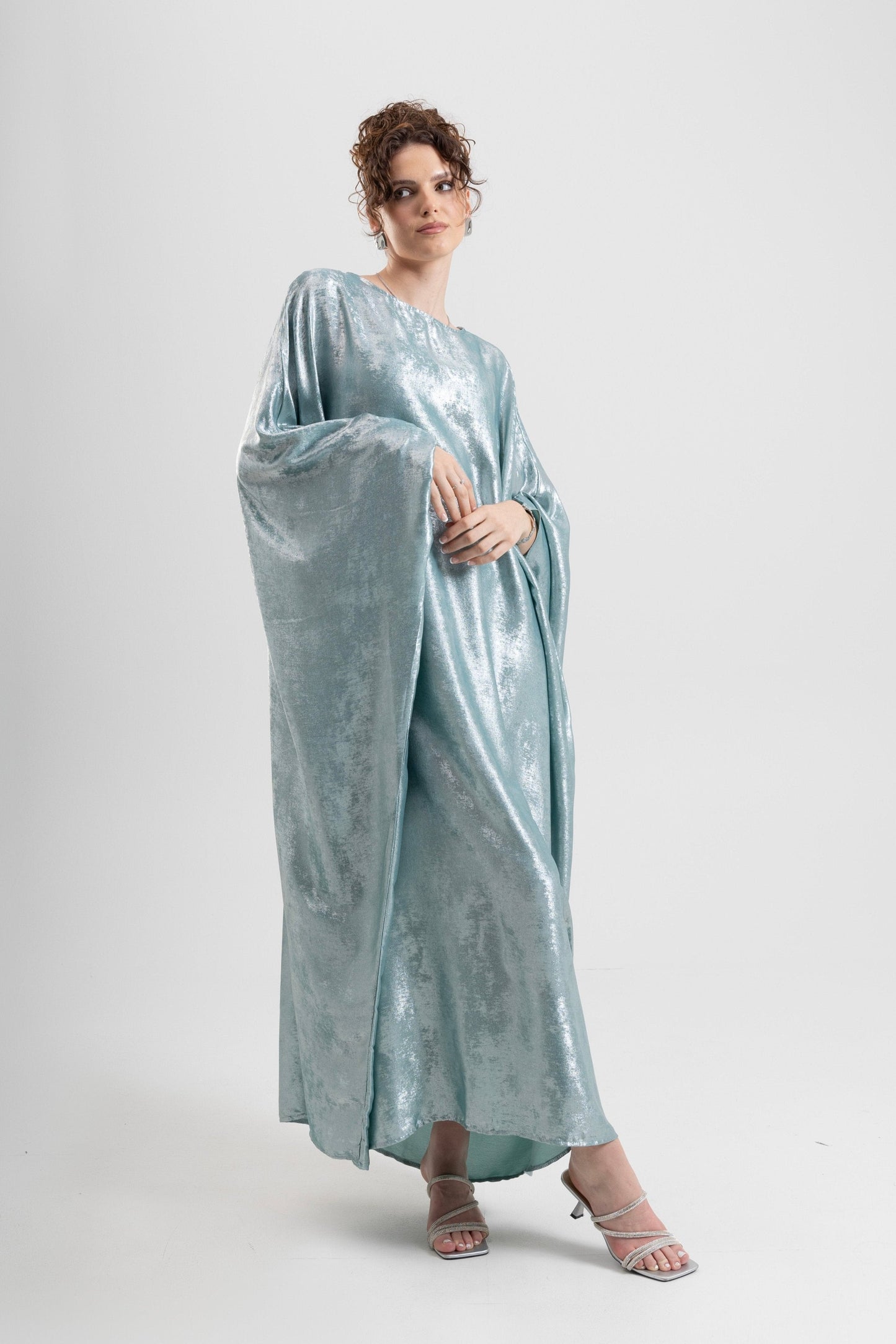 Metallic-Schmetterlings-Abaya mit verstellbarer Taille