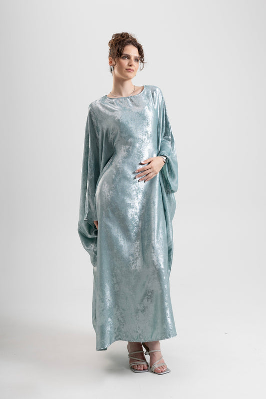 Metallic-Schmetterlings-Abaya mit verstellbarer Taille