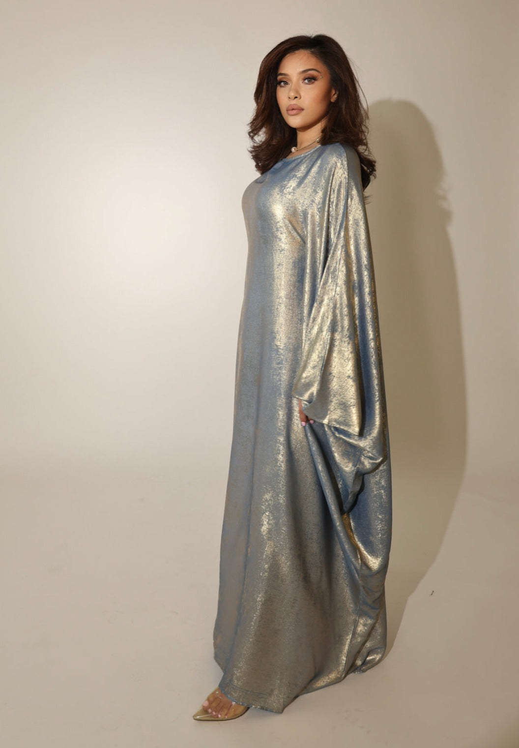 Metallic-Schmetterlings-Abaya mit verstellbarer Taille