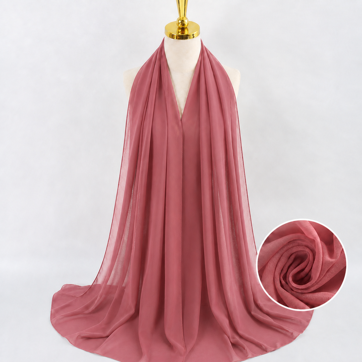 Veyora rose burgundy premium chiffon shayla, 70 x 175 cm, the matching scarf for the Rose Burgundy Ombre Abaya
