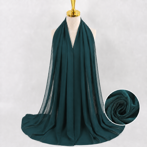 Veyora teal premium chiffon shayla, 70 x 175 cm, the matching scarf for the Peacock Abaya Vogue