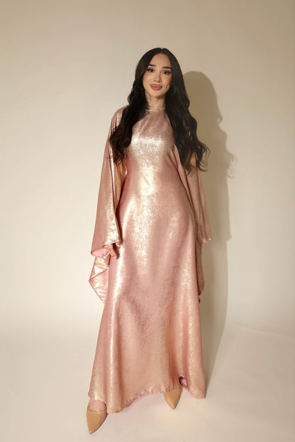 Metallic-Schmetterlings-Abaya mit verstellbarer Taille