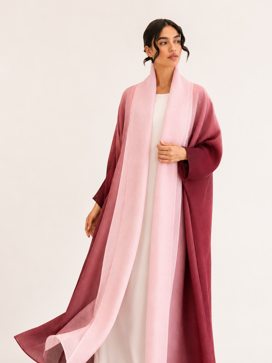 Ombre Abaya Vogue in motion with matching shayla