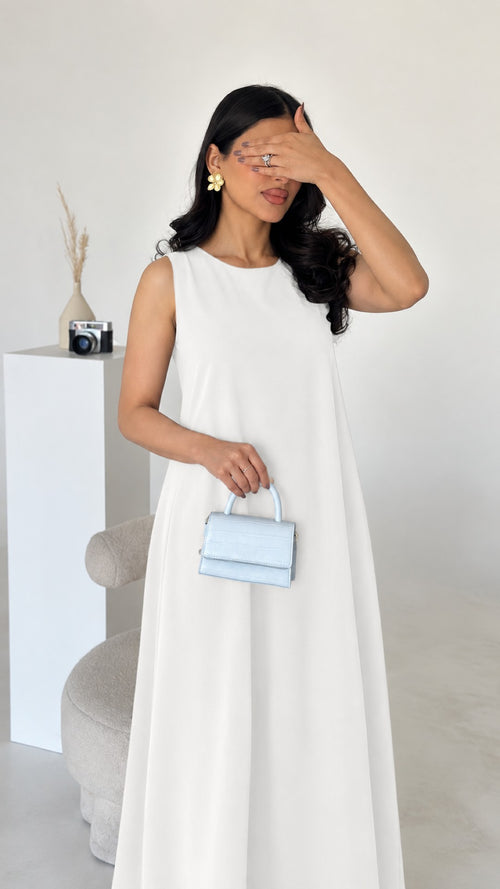 Essential Inner Dress in white – sleeveless full-length slip, worn alone